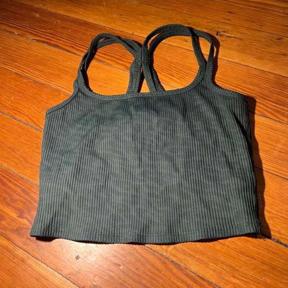 Carbon38 Ribbed Leopard Crop Bra - Color: Green | Size: S - Picture 11 of 15